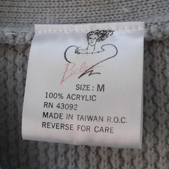 BELES GRAY/GREEN PATTERNED CARDIGAN, M - Picture 6 of 7